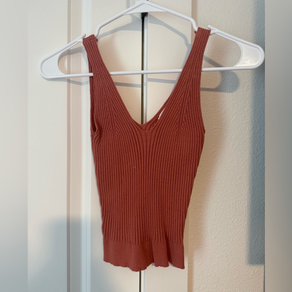 Rust Ribbed Knit Tank Top - Picture 1 of 1